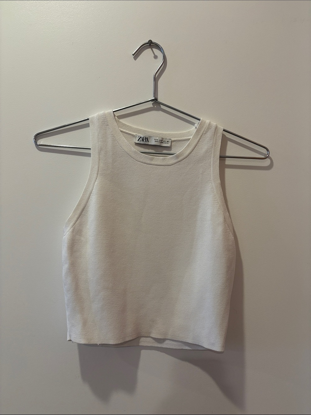 Zara Cream Ribbed Crewneck Tank